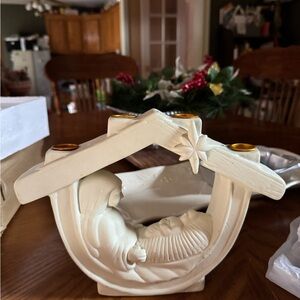 White Nativity Candle Holder